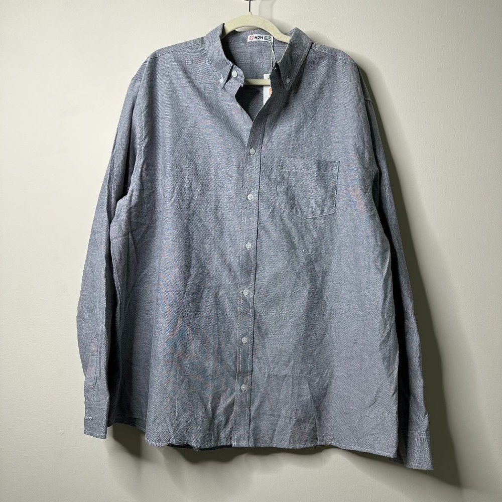 H2H Grey Button Down Shirt Men's 3XL NEW